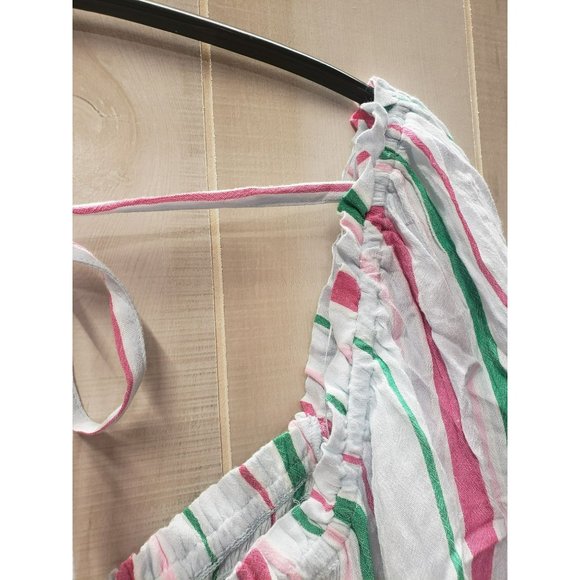 Crown & Ivy Striped Peasant Blouse, Stretchy Smocked Bodice, Plus Size 4X, Rayon - Picture 7 of 7